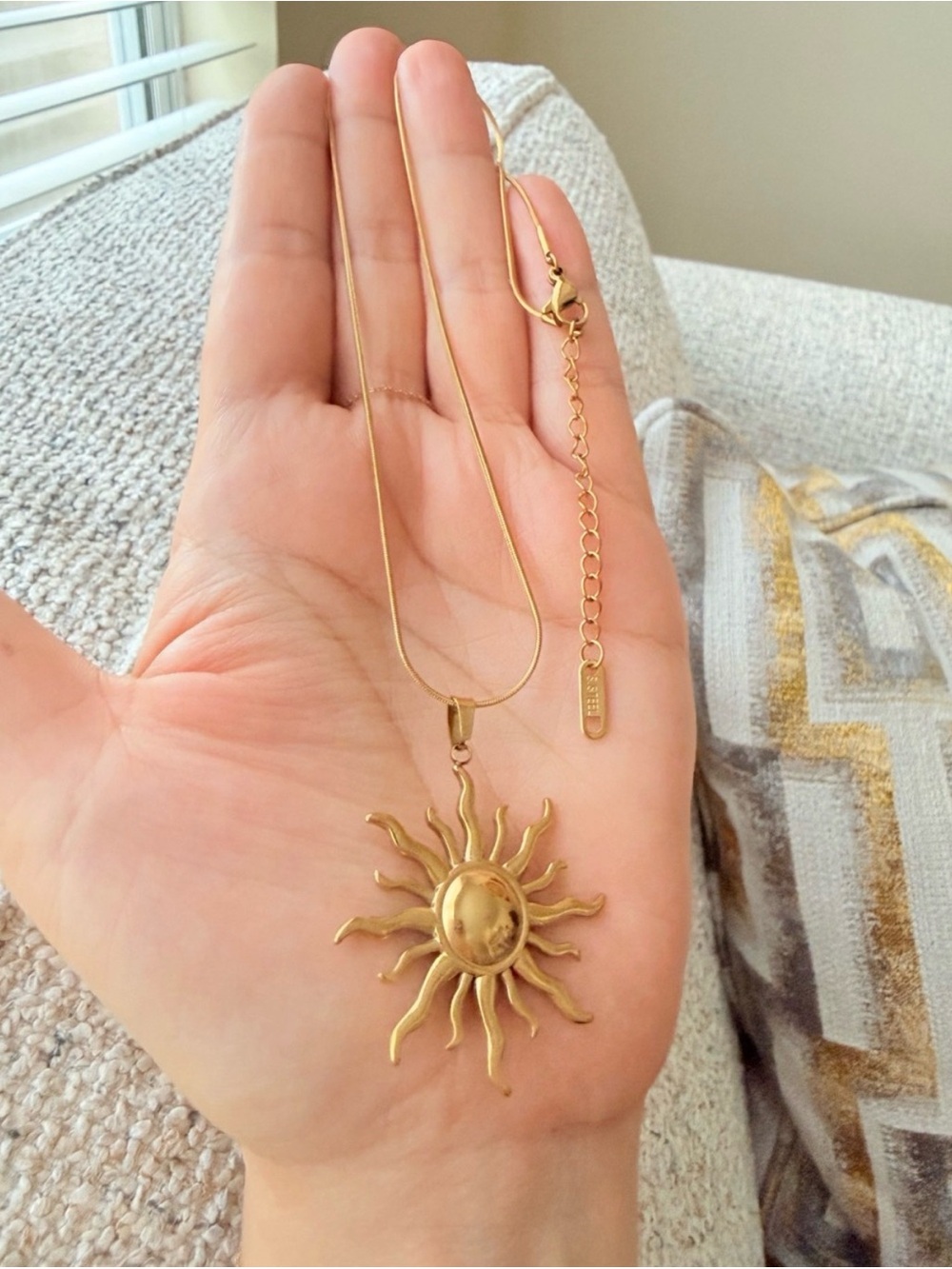 Sun Pendant Stainless Steel Necklace - Picture 4 of 5